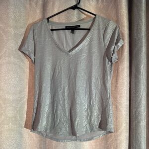 Silver V-Neck Women's Top